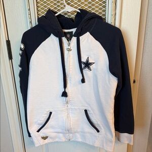 Reebok Navy and White Dallas Cowboys Zip-Up Jacket